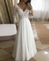 Sexy 2019 Beach Wedding Dresses with V-Neck Lace Sleeve Chiffon A-line Bridal Gowns